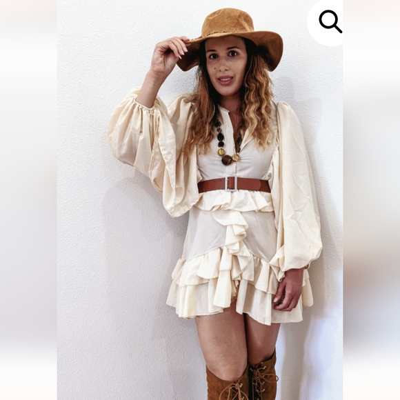 NWT Bohemian Long Sleeve Vacation Ruffle Flowy Ruffle Dess Size:Small-Large - Picture 8 of 16